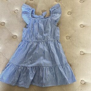 Girls Flutter sleeve striped dress